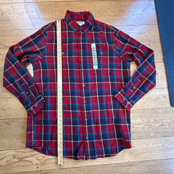 Duluth Trading Free Swingin Flannel Mens XLT SLIM FIT Shirt Red Work Plaid - Picture 8 of 8